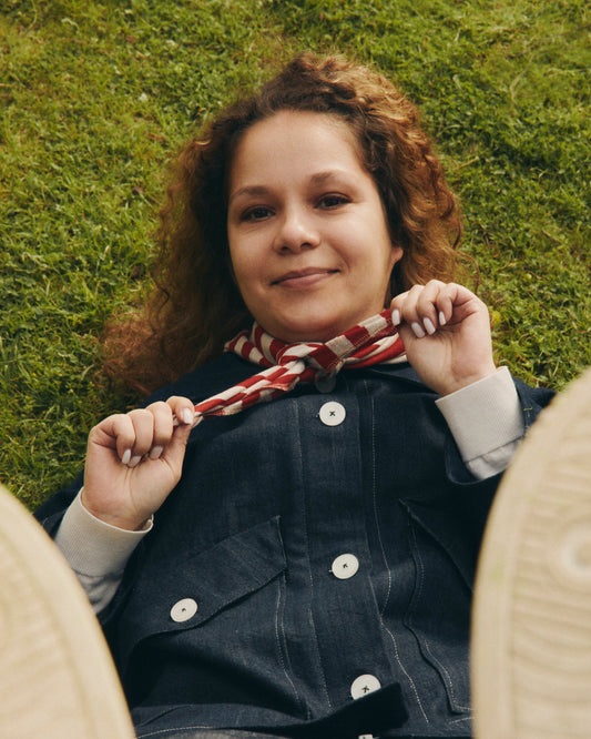 Niù scarf in jersey with nautical stripes