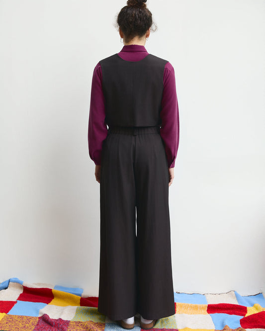 Pantalone palazzo Cianìn in lana Cacao