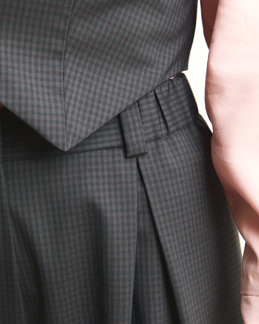 Pantalone palazzo Cianìn in fresco lana a microquadri