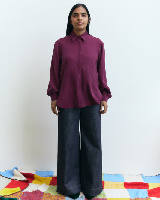 Camicia Aiga in viscosa Prugna lampone