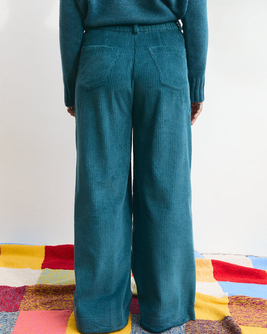 Pantalone velluto Mainà in Verde oceano