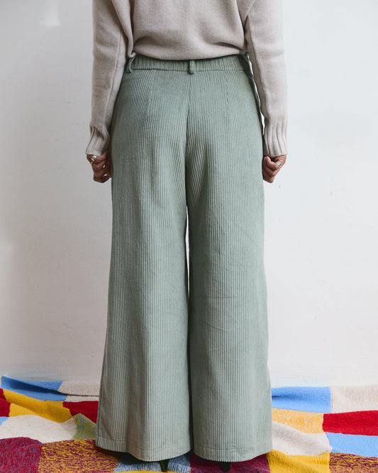 Pantalone palazzo Cianìn in velluto Salvia