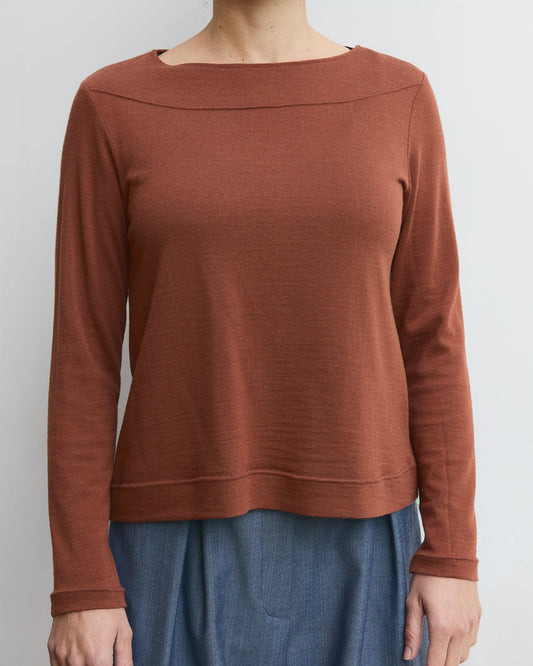 T-shirt Lüna in lana e viscosa Ruggine