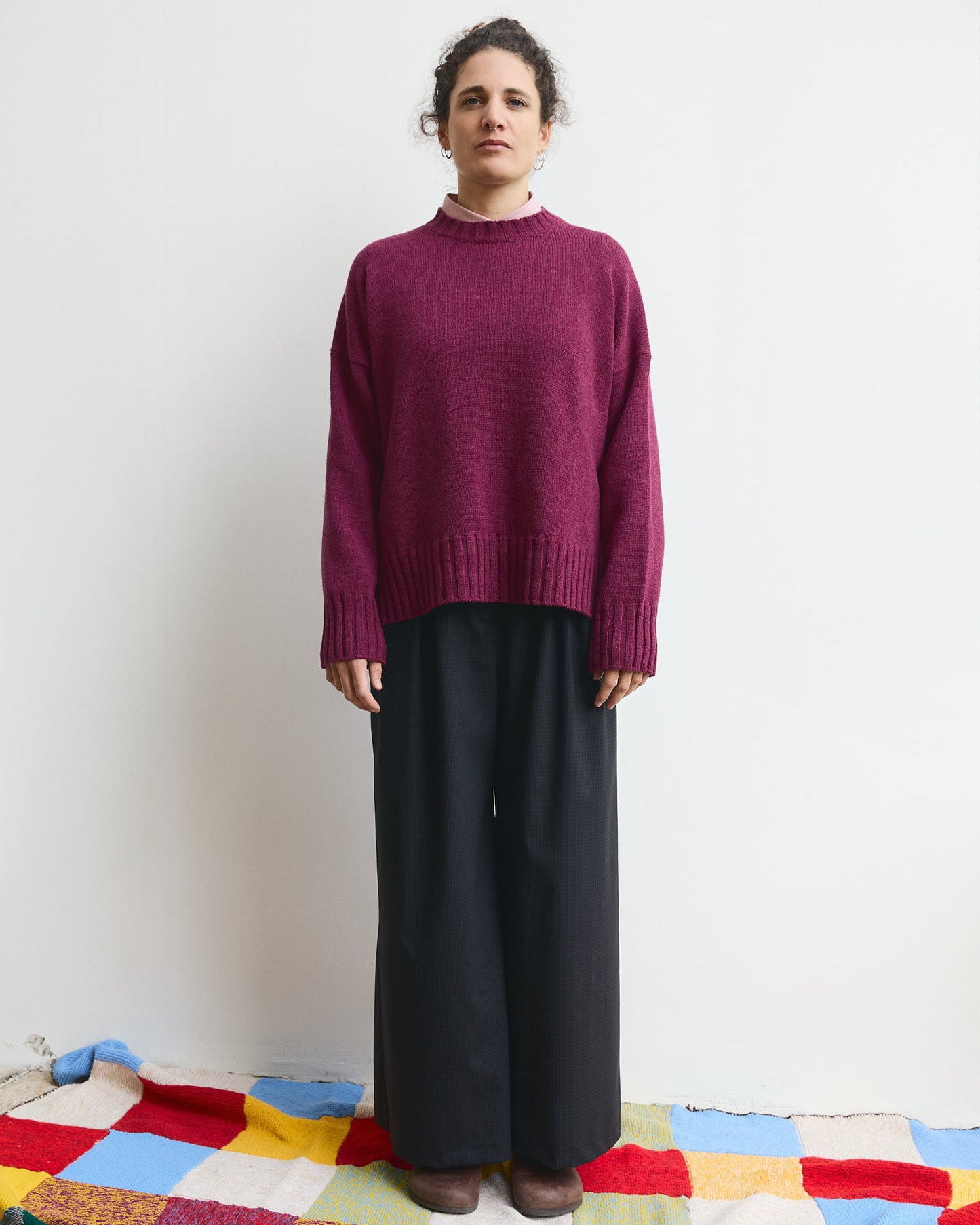 Pantalone palazzo Cianìn in fresco lana a microquadri