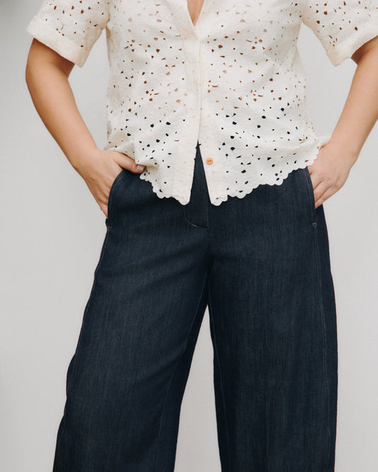Pantalone barrel jeans Anciùa in denim Blu scuro, peso medio