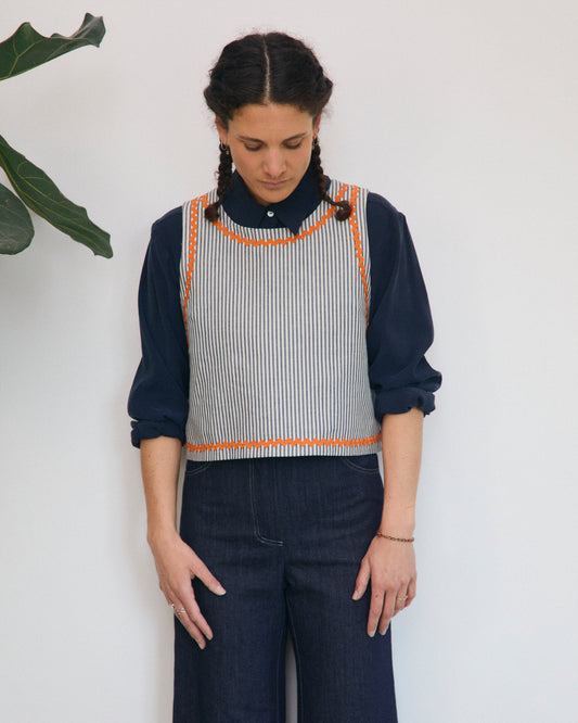 Pecìn Wool Vest in Cloud Grey
