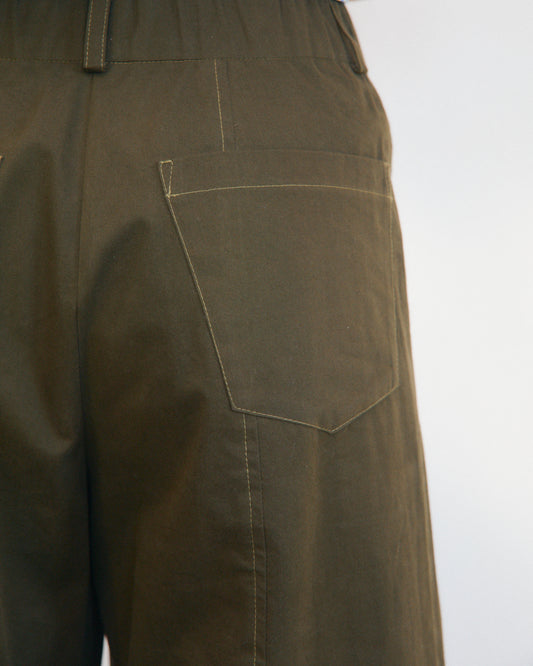 Pantalone barrel Anciùa in cotone verdone