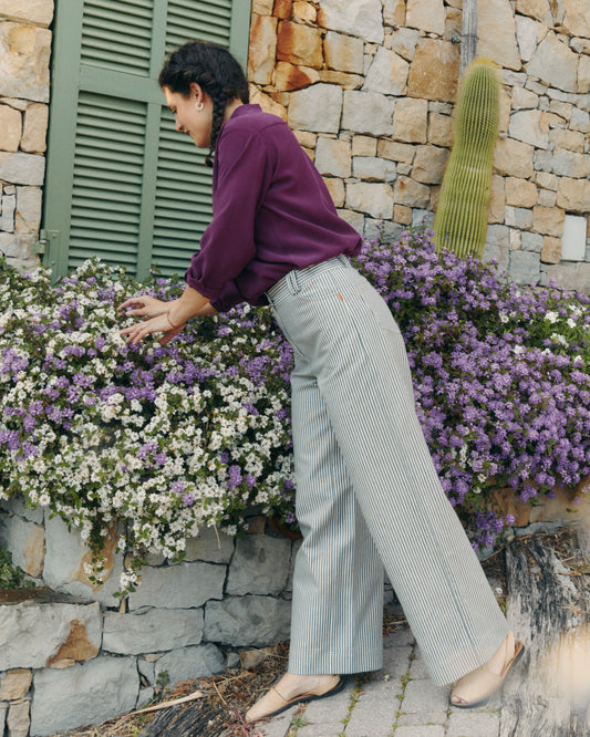 Pantalone Mainà in jeans a righe marinare