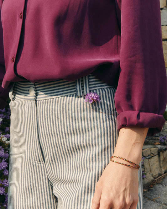 Pantalone Mainà in jeans a righe marinare