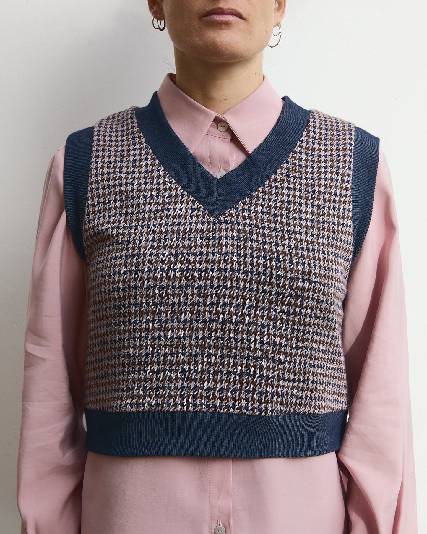 Gilet Diane in punto milano pied de poule Rosa