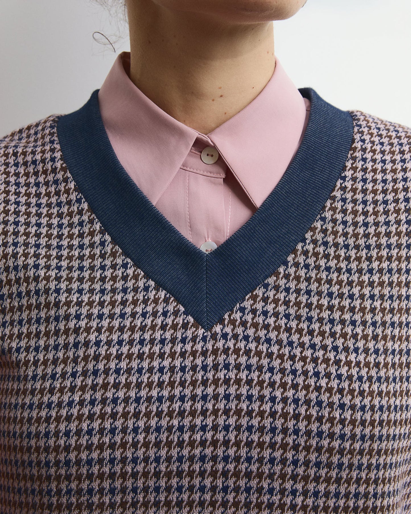 Gilet Diane in punto milano pied de poule Rosa