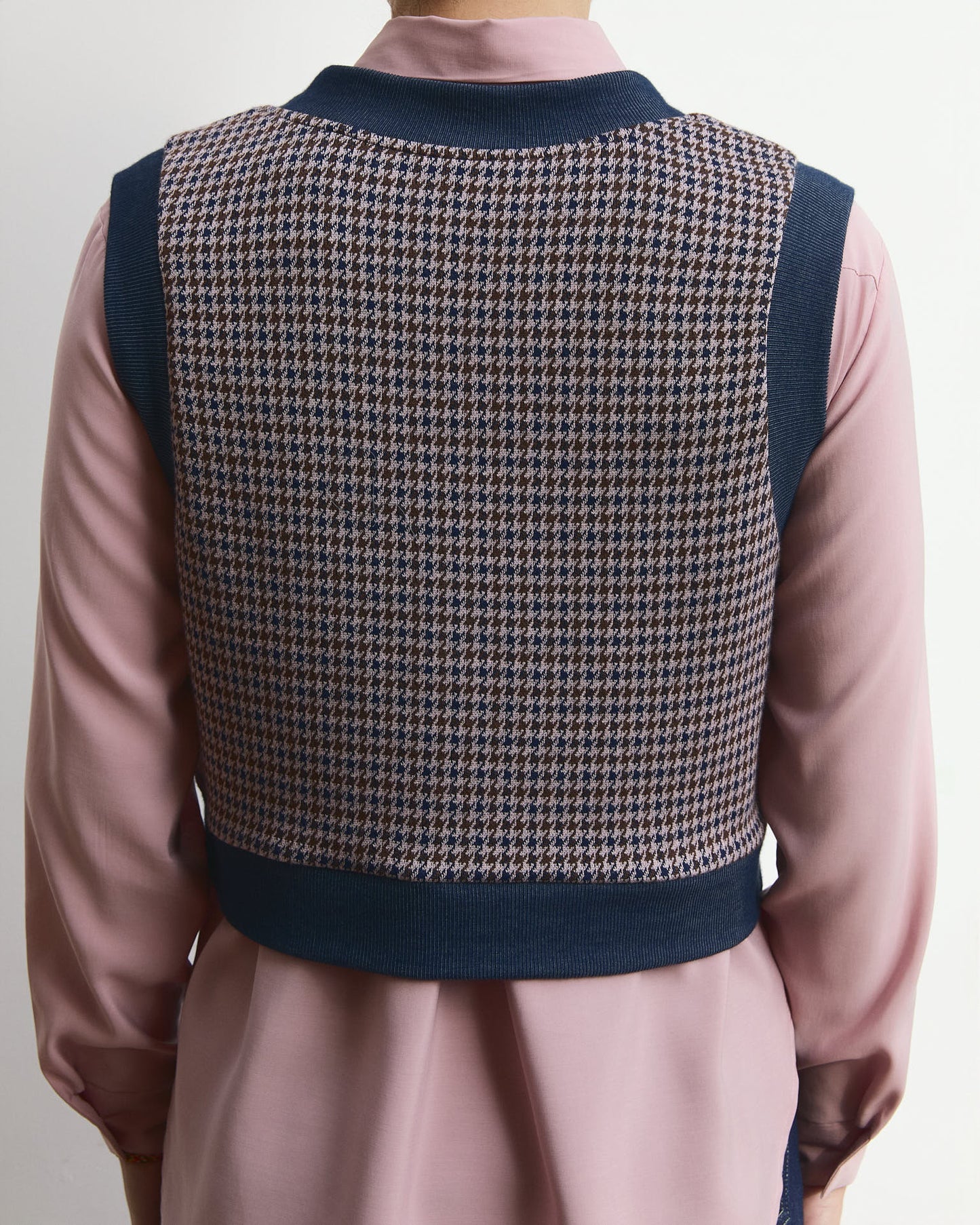 Gilet Diane in punto milano pied de poule Rosa