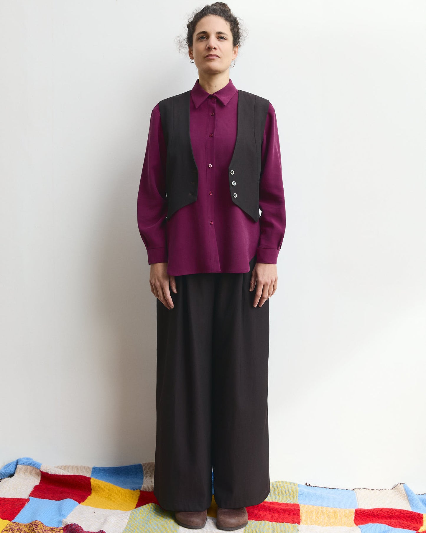 Pantalone palazzo Cianìn in lana Cacao