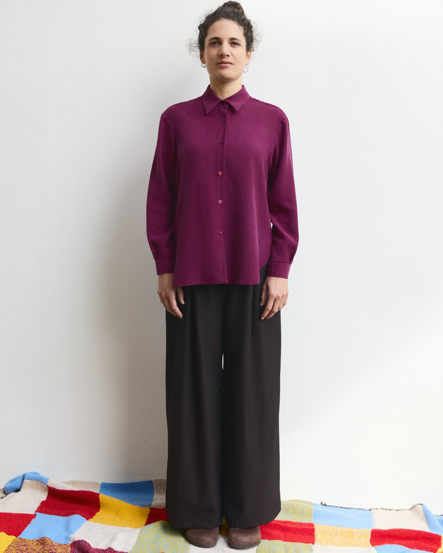 Camicia Aiga in viscosa Prugna lampone