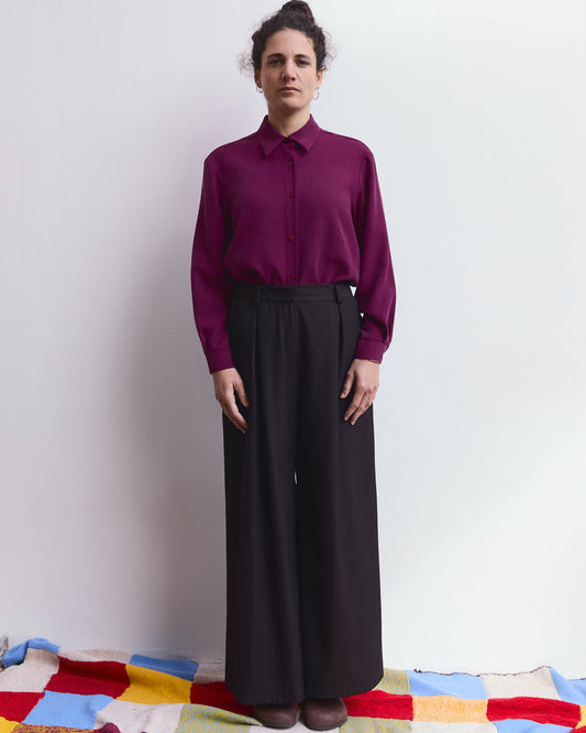 Pantalone palazzo Cianìn in lana Cacao