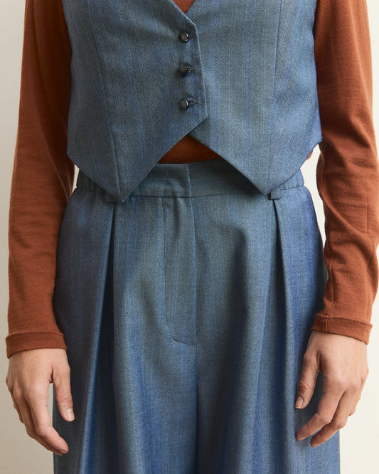 COMPLETO- Pantalone palazzo Cianìn Cianìn + Gilet Pecìn in lana Grigio Nuvola