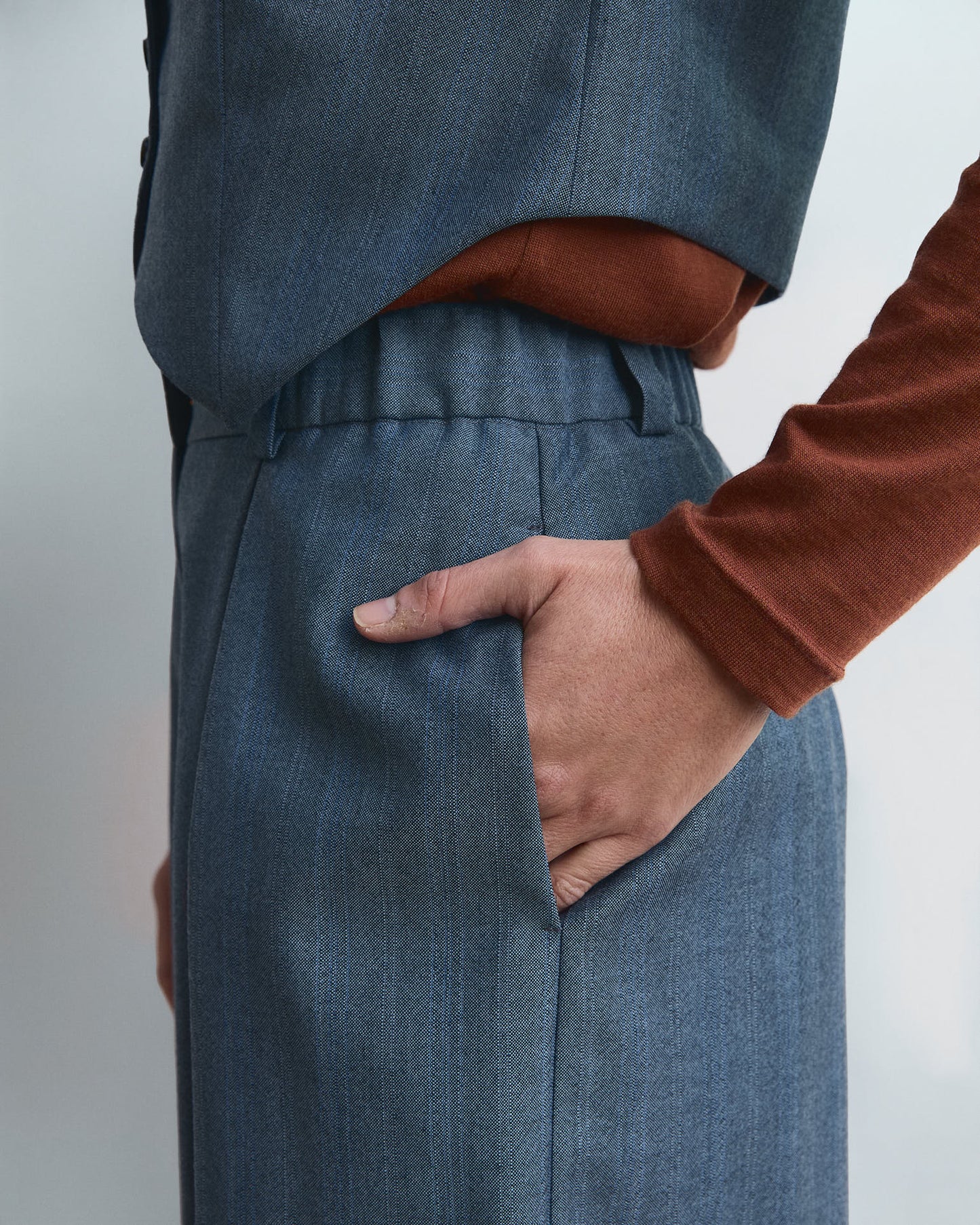 COMPLETO- Pantalone palazzo Cianìn Cianìn + Gilet Pecìn in lana Grigio Nuvola