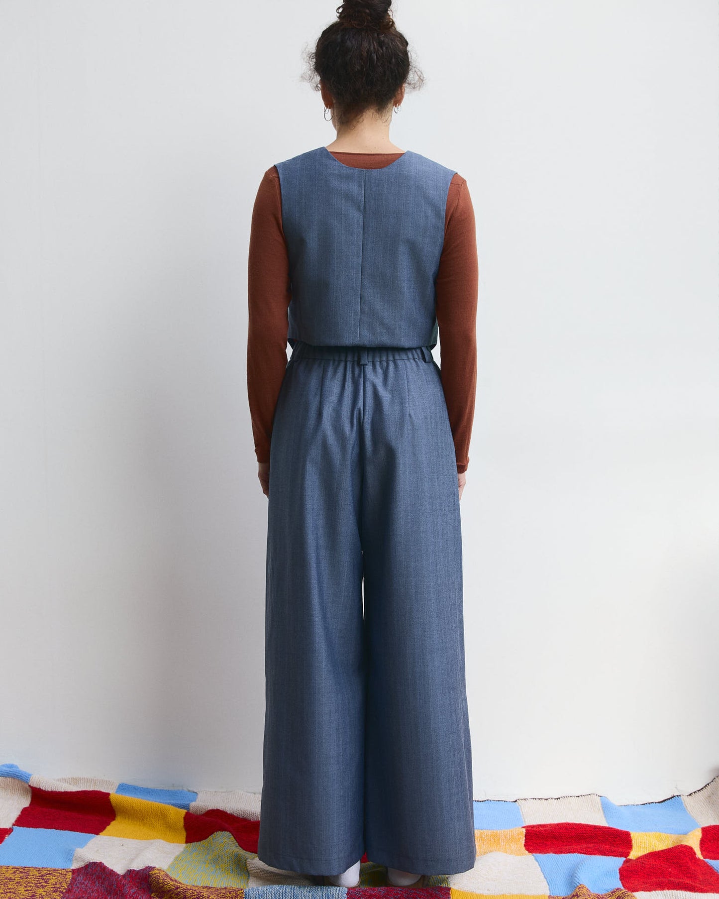 COMPLETO- Pantalone palazzo Cianìn Cianìn + Gilet Pecìn in lana Grigio Nuvola