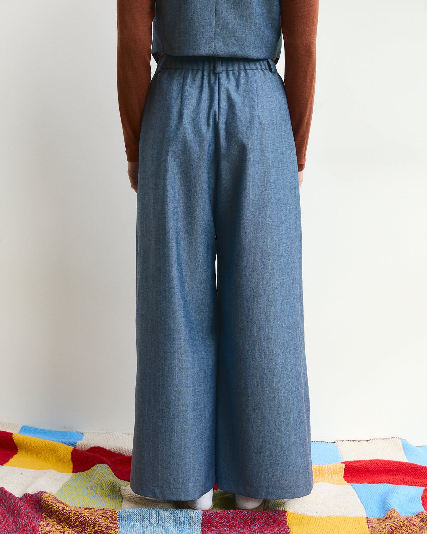 COMPLETO- Pantalone palazzo Cianìn Cianìn + Gilet Pecìn in lana Grigio Nuvola