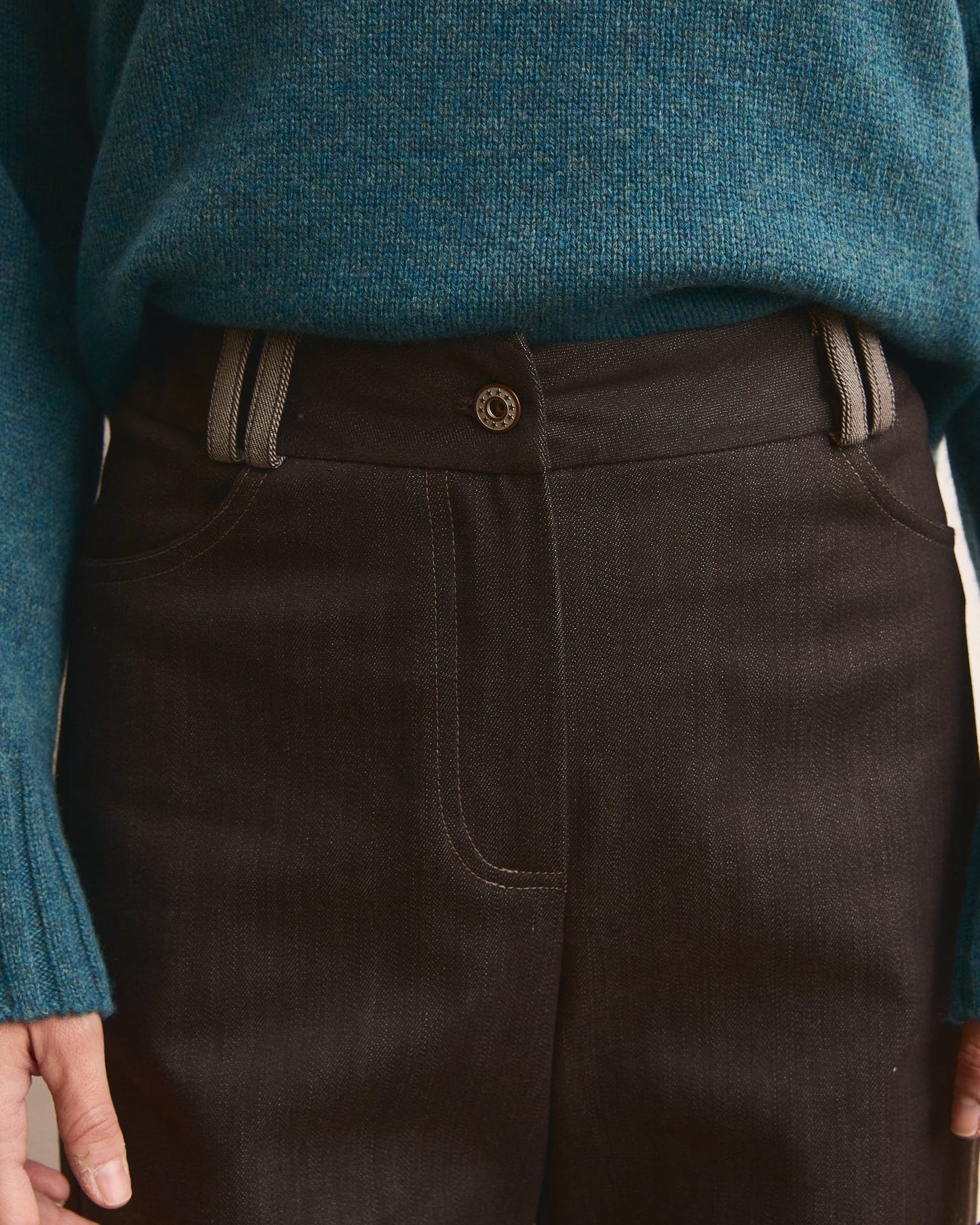 Pantalone jeans Mainà in denim Moka