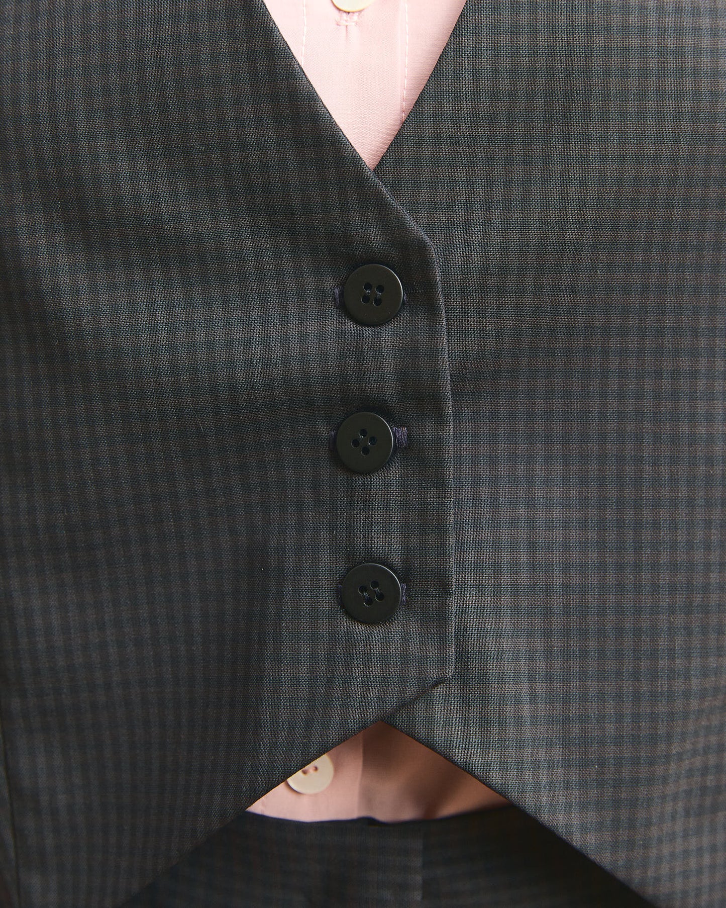 Gilet Pecìn in fresco lana a microquadri