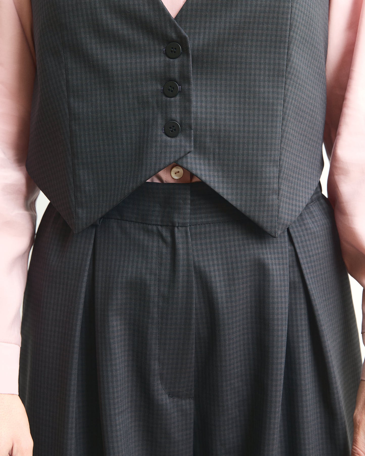 Pantalone palazzo Cianìn in fresco lana a microquadri