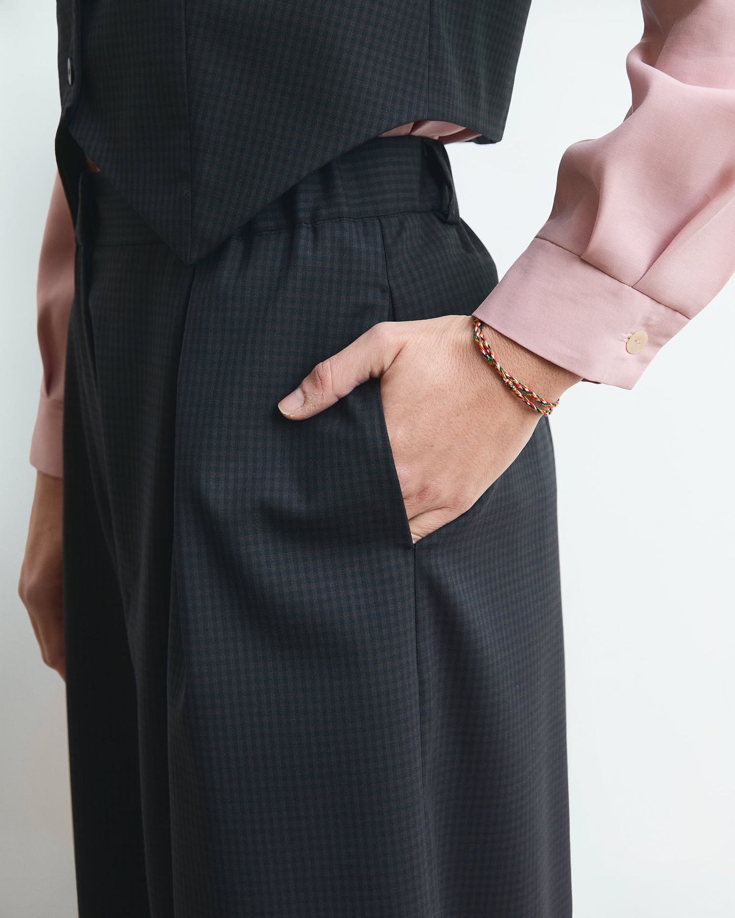 Pantalone palazzo Cianìn in fresco lana a microquadri