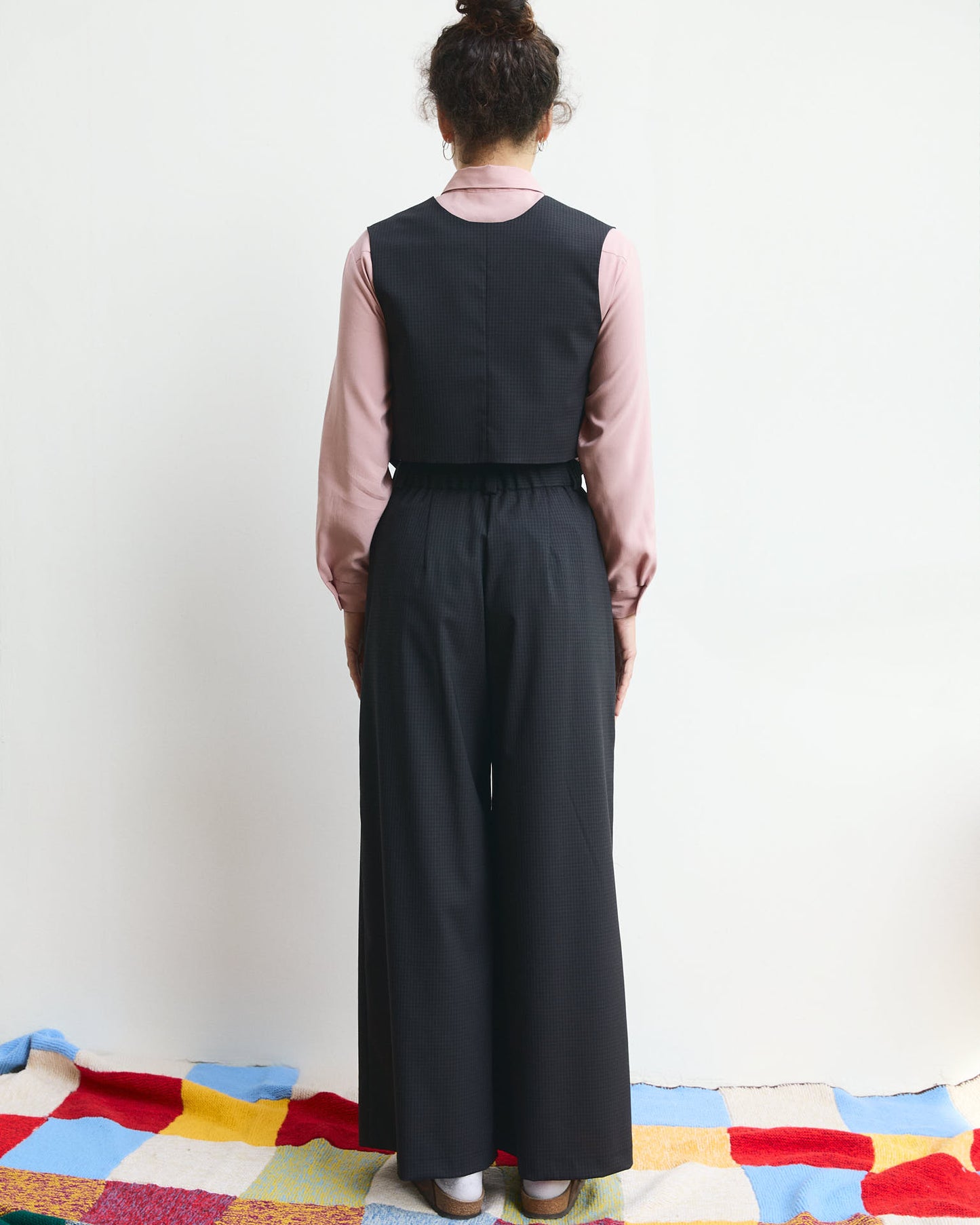 Pantalone palazzo Cianìn in fresco lana a microquadri