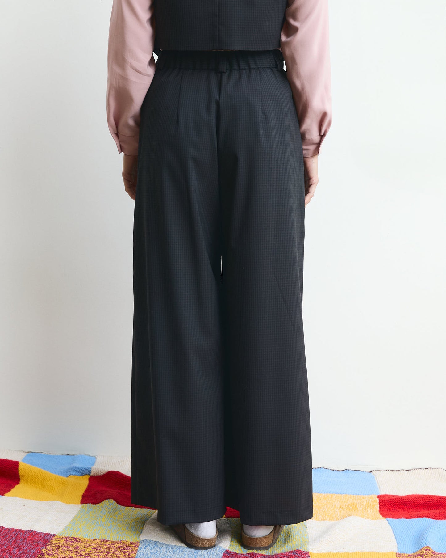 Pantalone palazzo Cianìn in fresco lana a microquadri