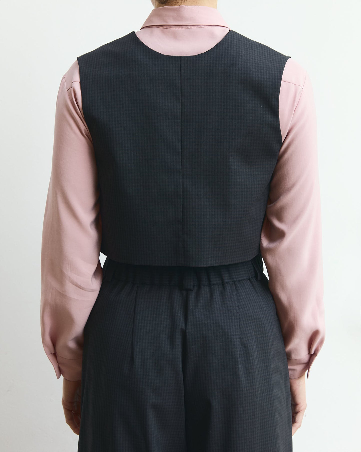 Gilet Pecìn in fresco lana a microquadri