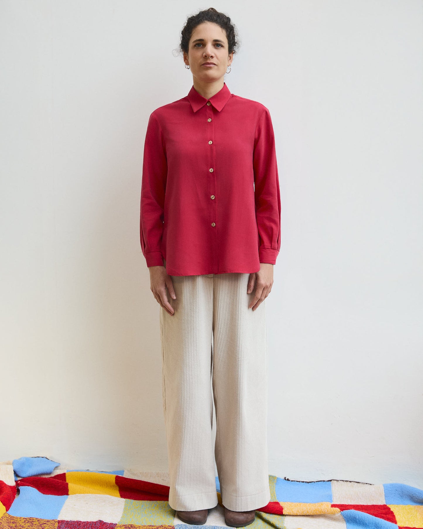 Camicia Aiga in viscosa Rosso corallo