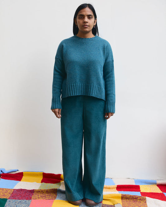 Pantalone velluto Mainà in Verde oceano