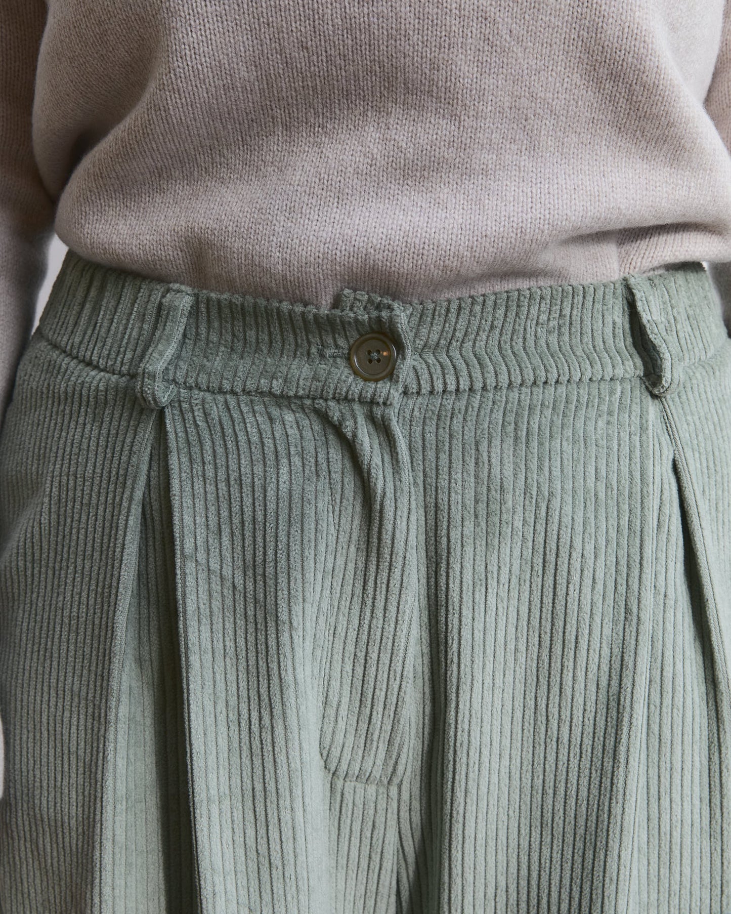 Pantalone palazzo Cianìn in velluto Salvia