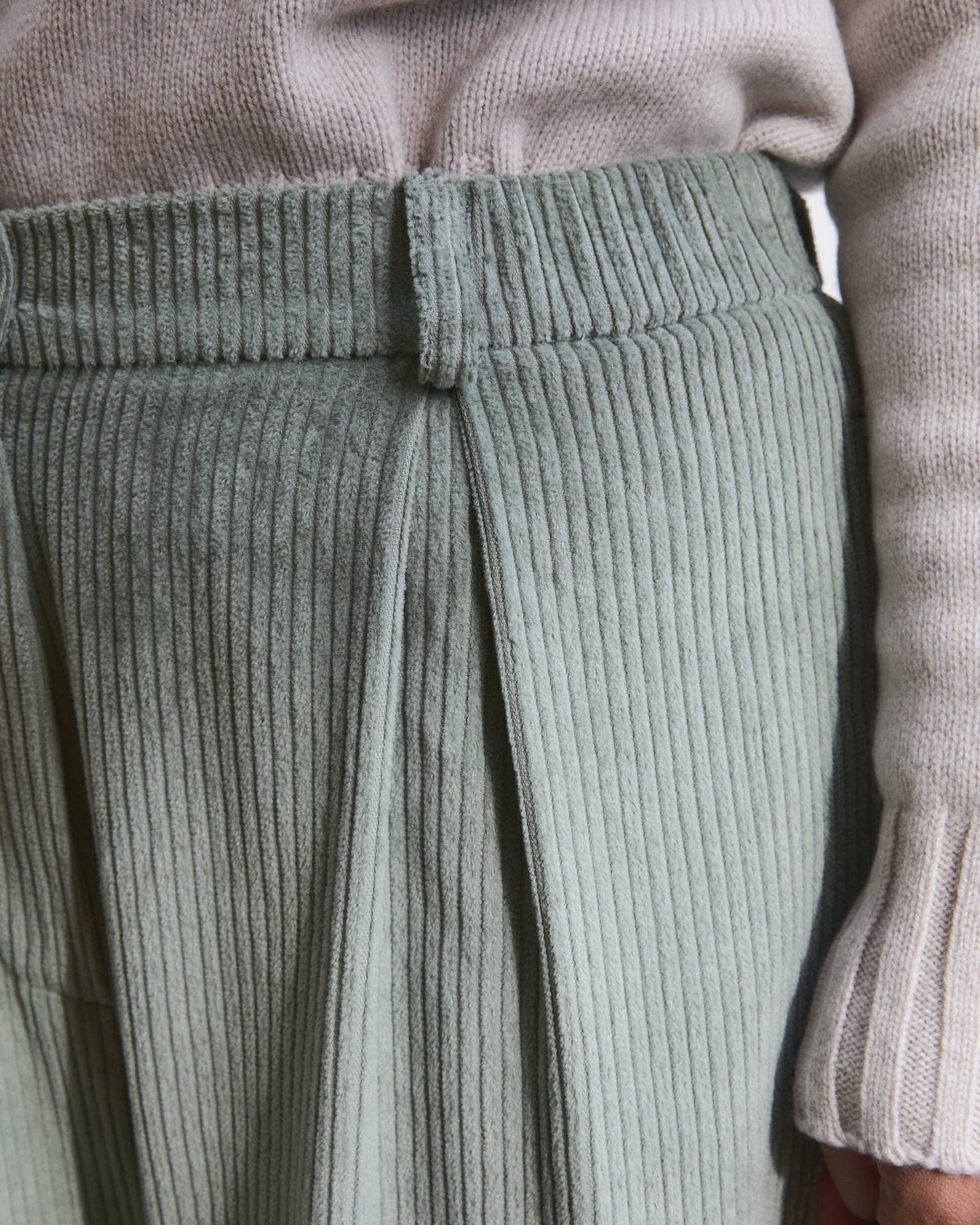 Pantalone palazzo Cianìn in velluto Salvia