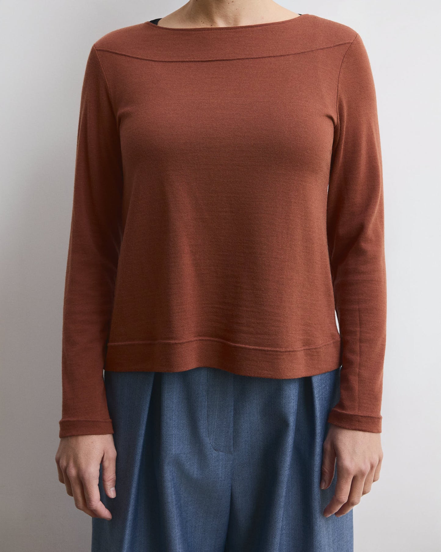 T-shirt Lüna  in lana e viscosa Ruggine