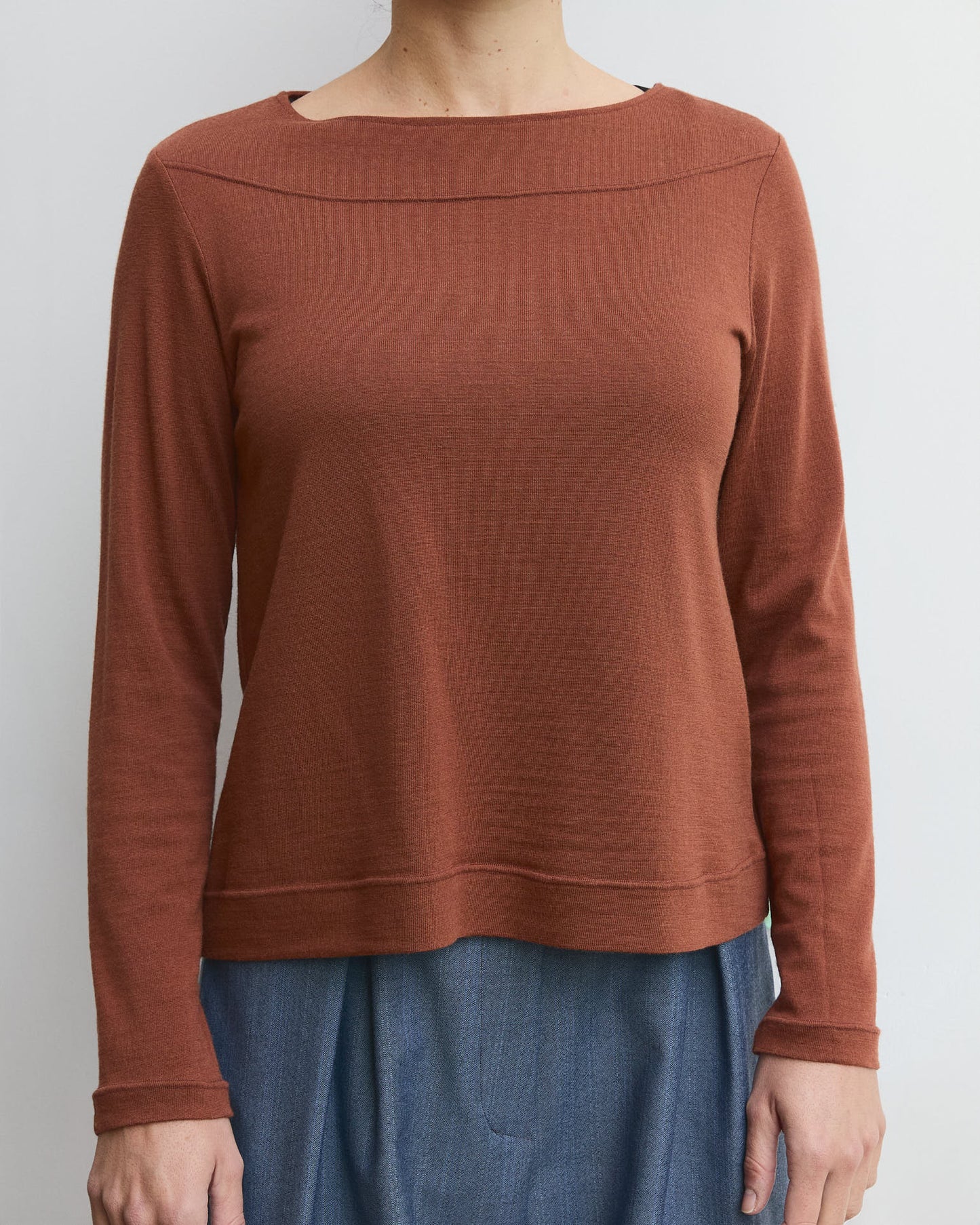 T-shirt Lüna  in lana e viscosa Ruggine