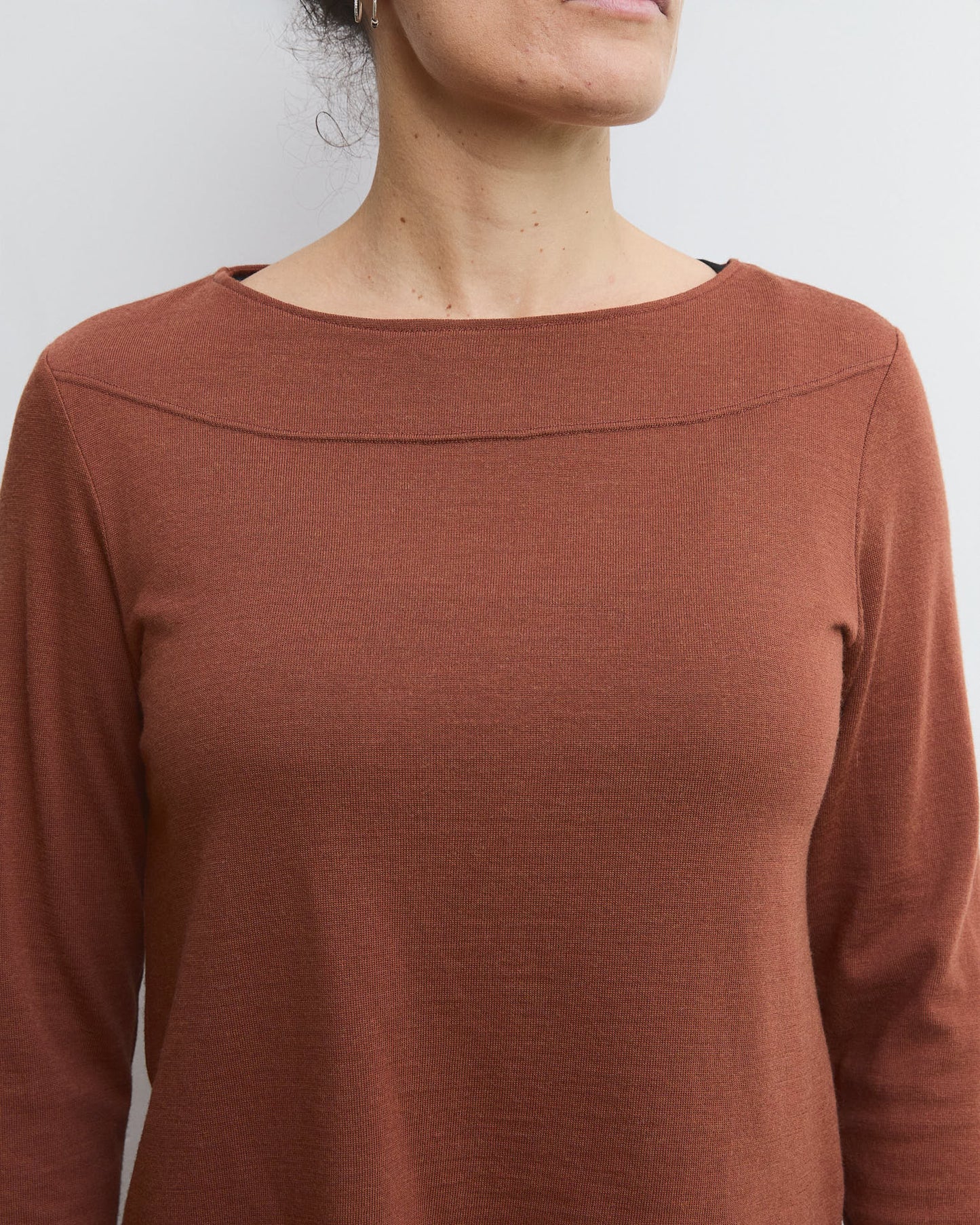 T-shirt Lüna  in lana e viscosa Ruggine