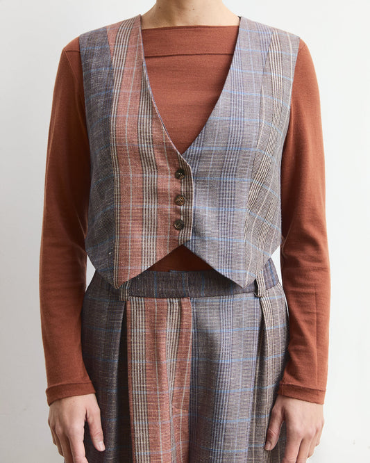 Edizione speciale -Gilet Pecìn in lana e seta fantasia