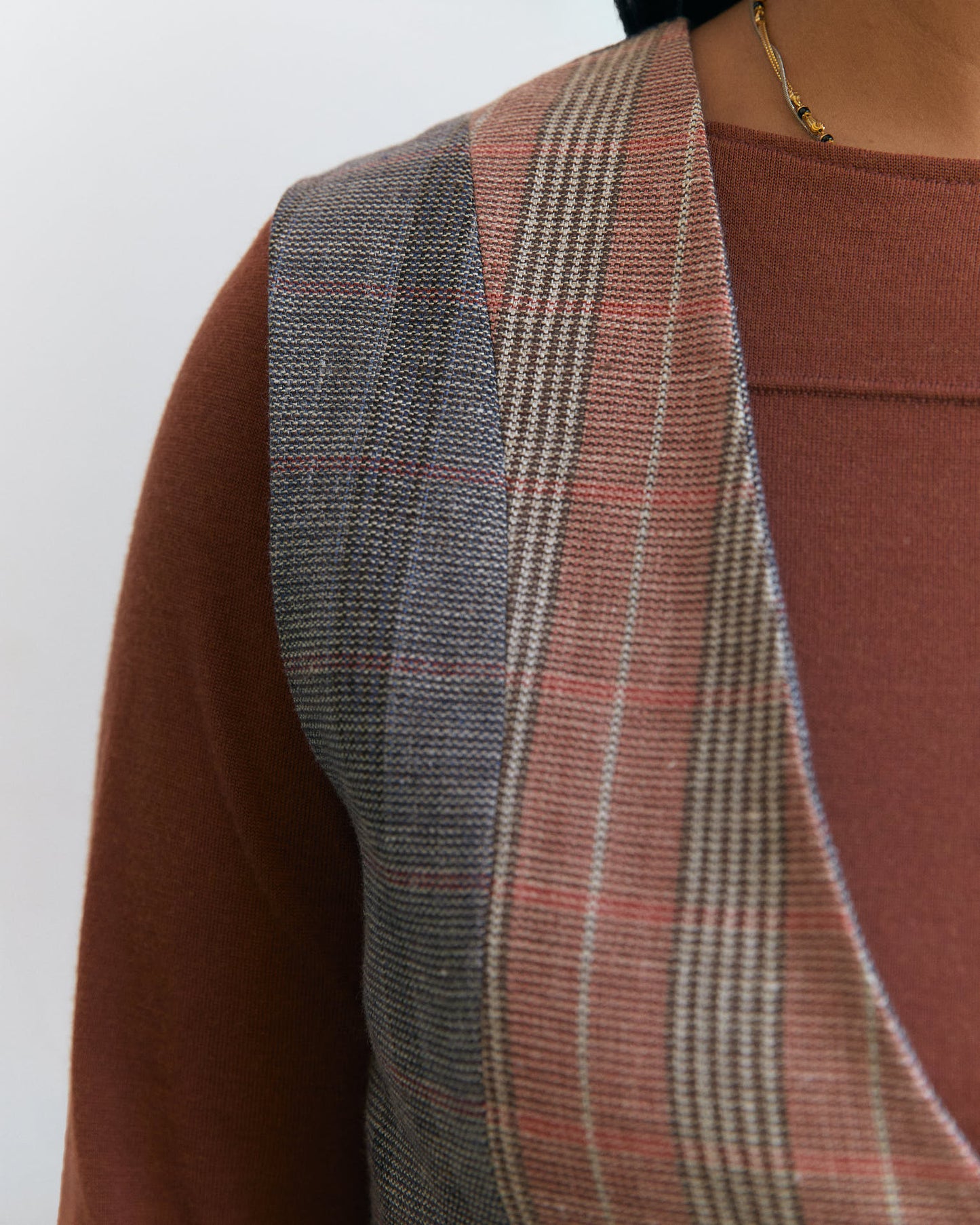 Edizione speciale -Gilet Pecìn in lana e seta fantasia