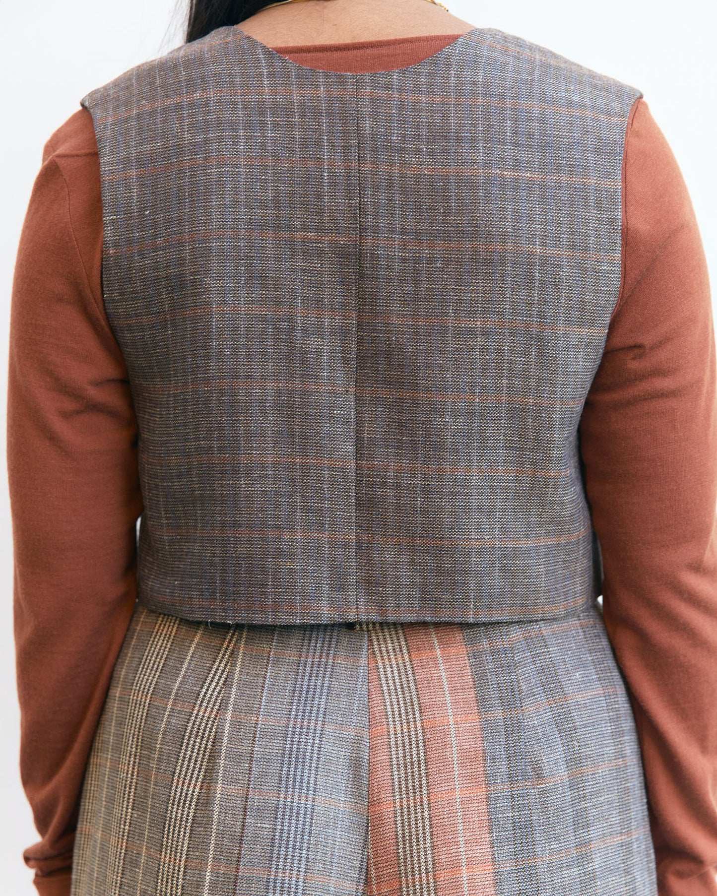 Edizione speciale -Gilet Pecìn in lana e seta fantasia