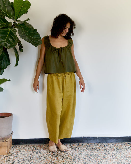 Pantalone Anciua estivo | Con coulisse in lino Lime