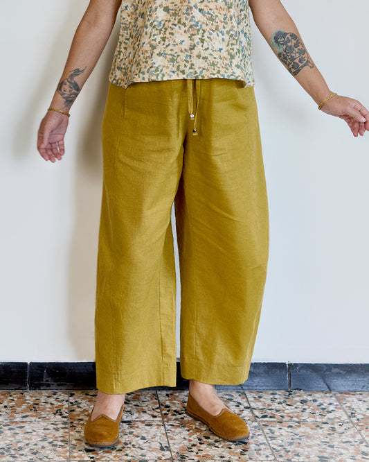 Pantalone Anciua estivo | Con coulisse in lino Lime