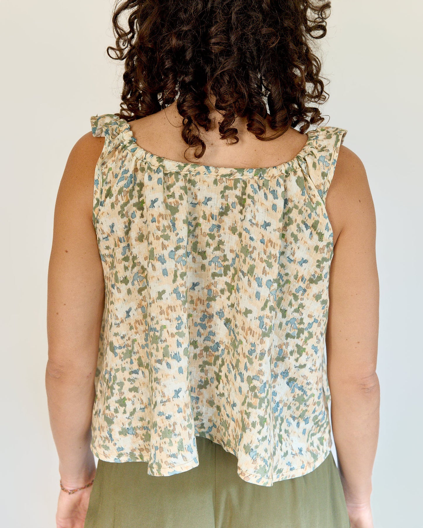 Canotta arricciata Frisceu| Double in lino fantasia