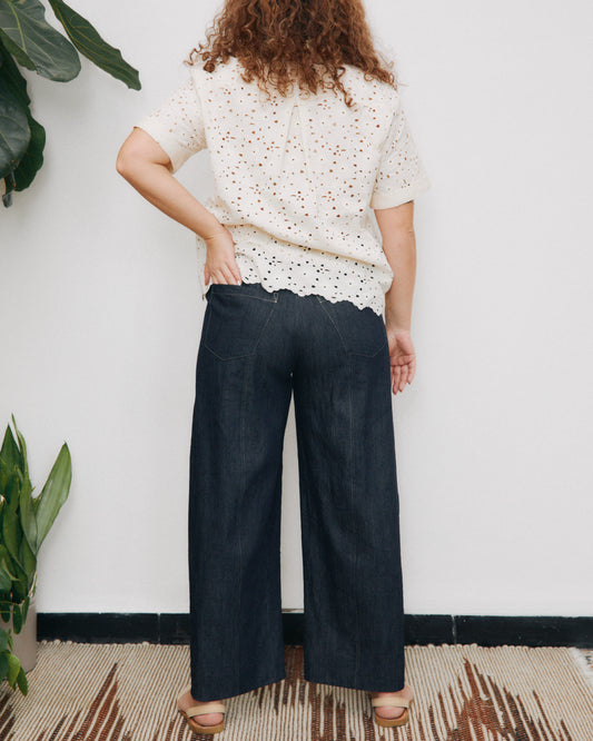 Pantalone barrel jeans Anciùa in denim Blu scuro, peso medio