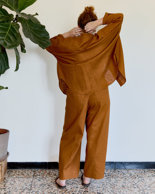 Pantalone Anciua estivo | Con coulisse in lino Ruggine