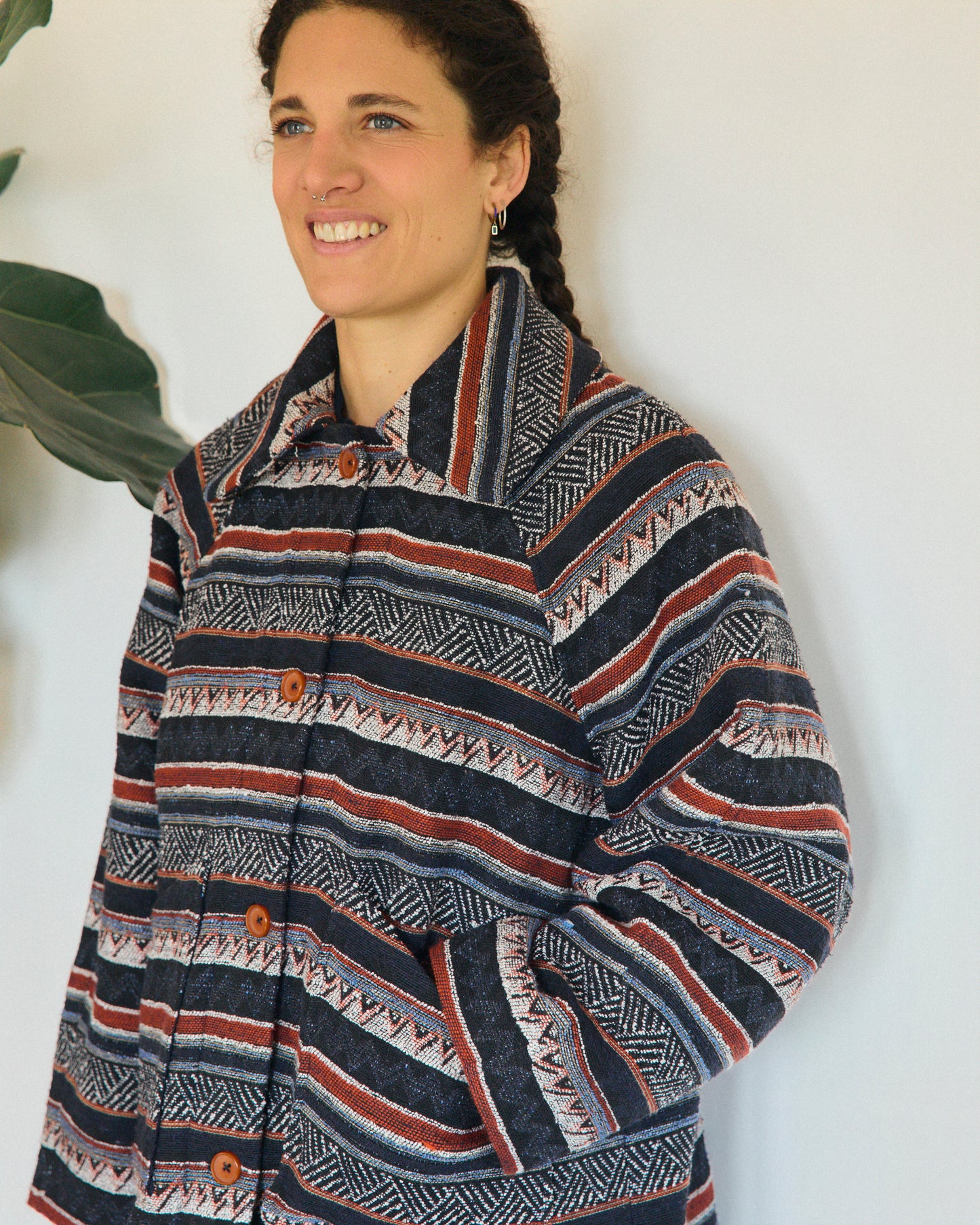 Gaia jacket lined in herringbone wool