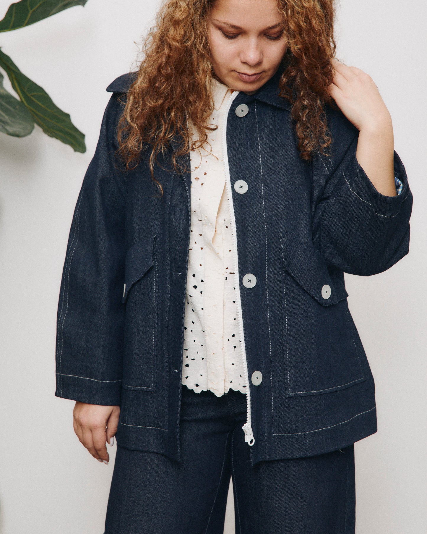 Gaia jacket lined in herringbone wool