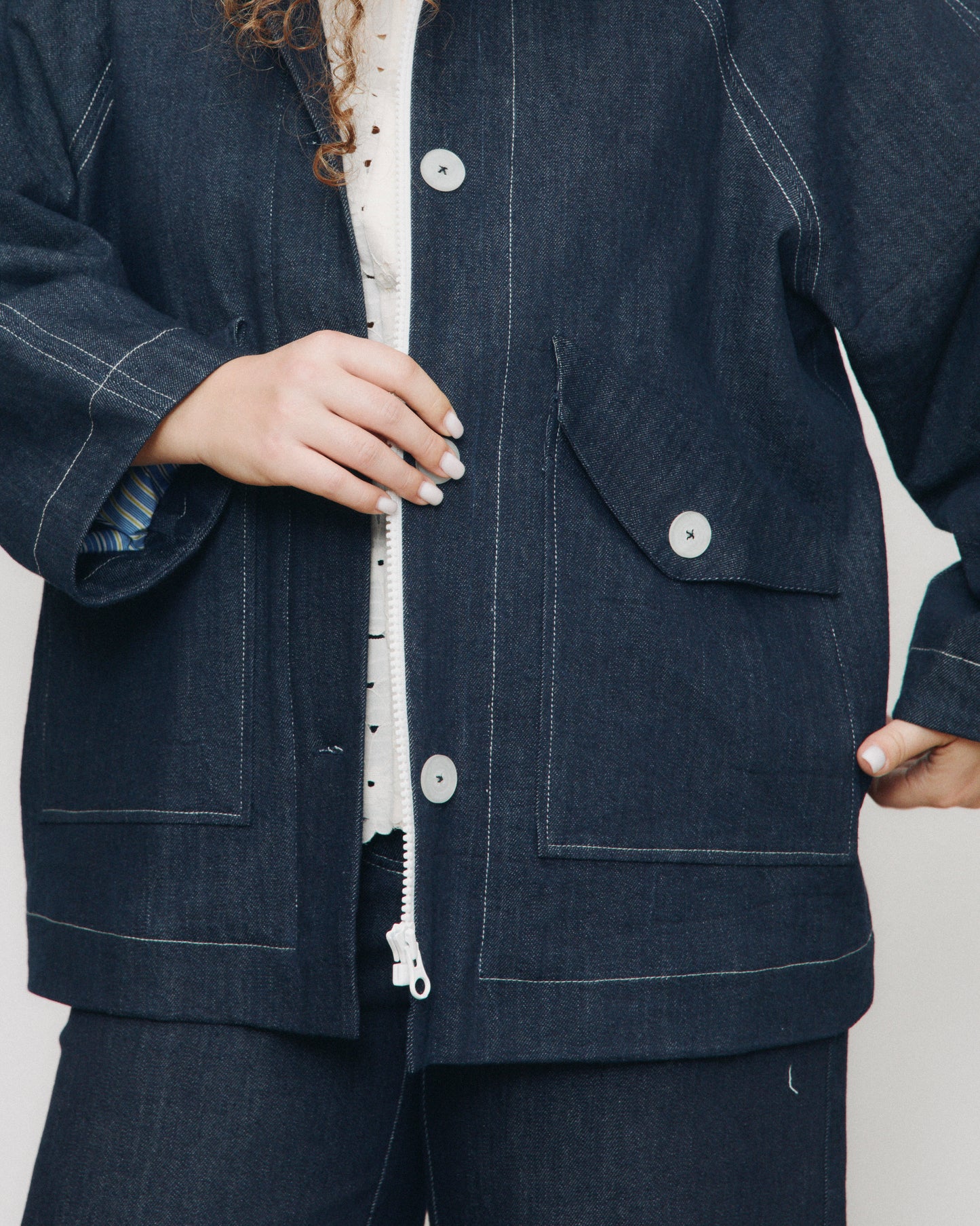 Gaia jacket lined in herringbone wool