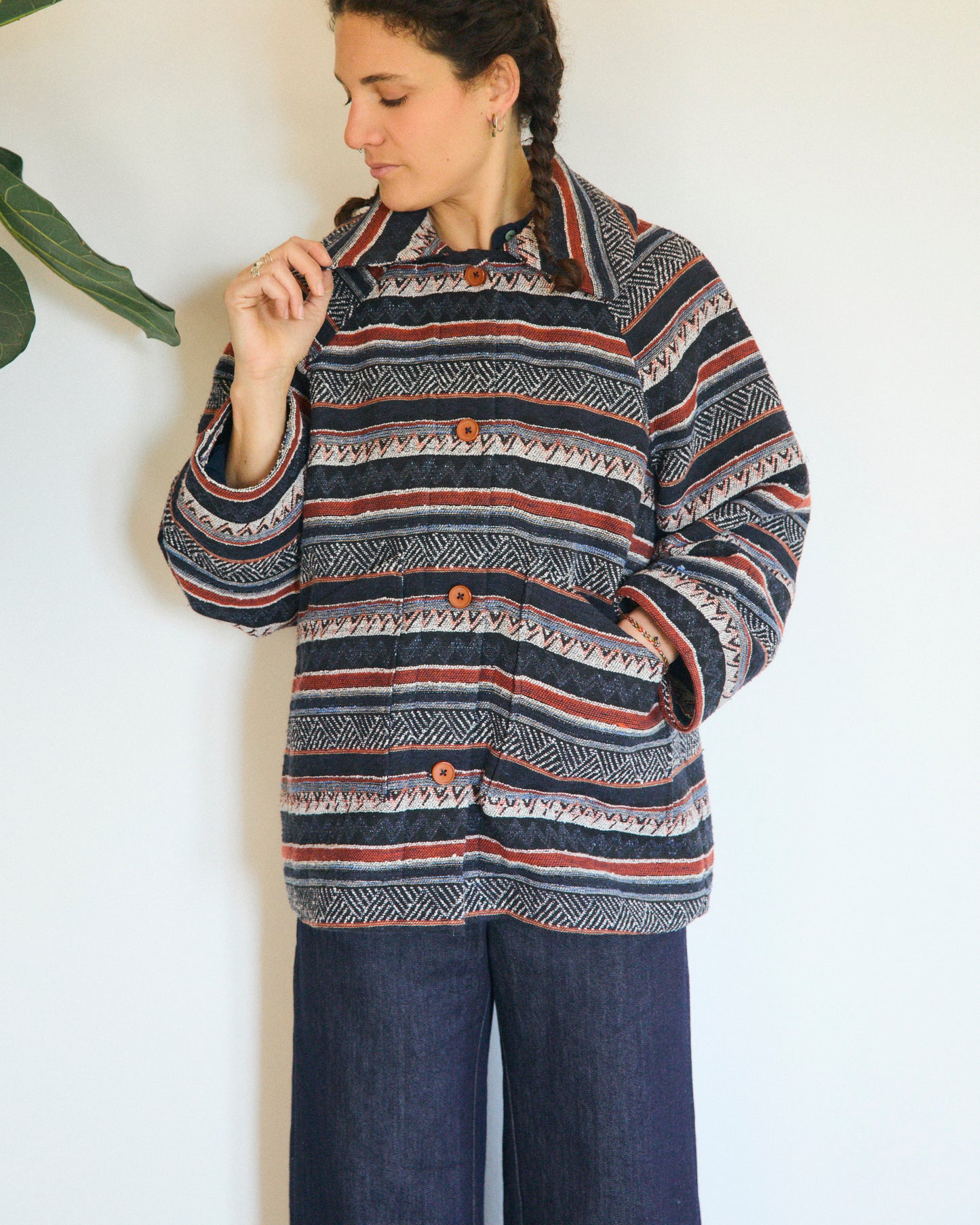 Gaia jacket lined in herringbone wool