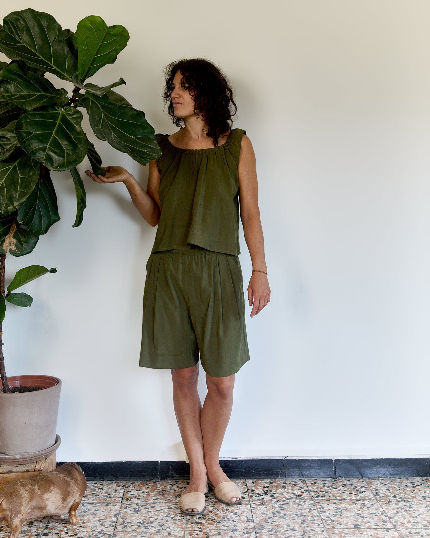 Peach Pink Viscose Shorts